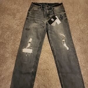 FRYE Jeans Women’s 26 Blue Denim Straight Leg Stevie Destructed embroidered